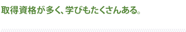 取得資格が多く、学びもたくさんある。